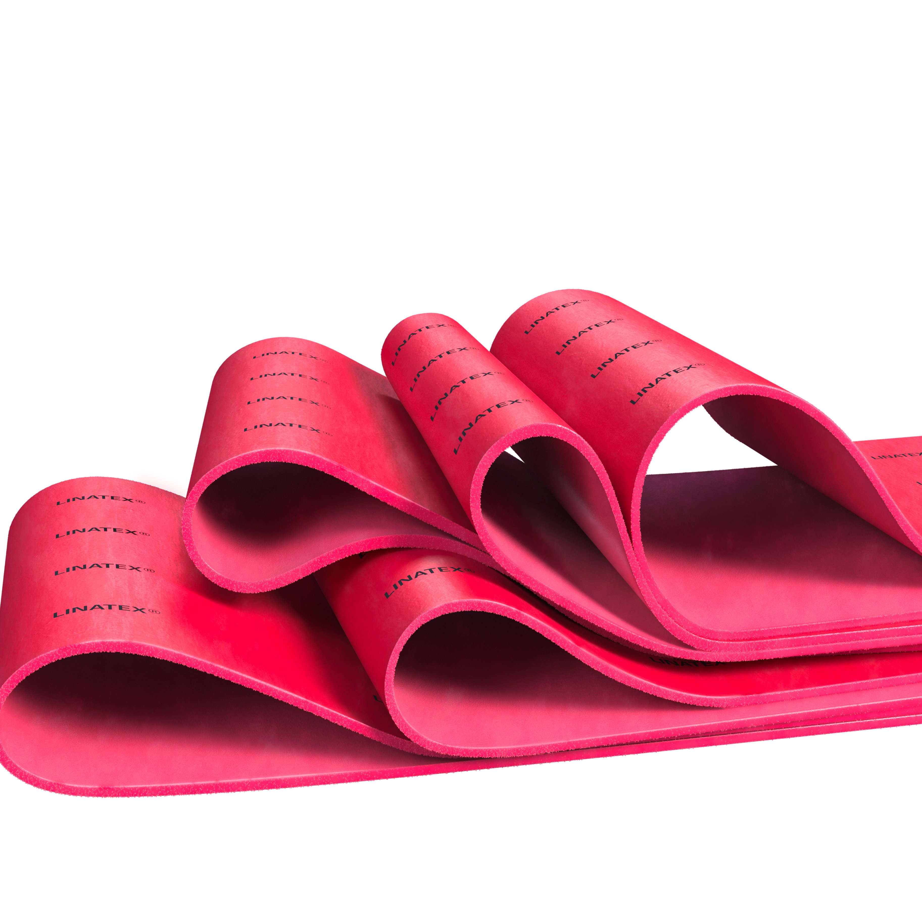 Image of LINATEX® premium red rubber sheet, always branded LINATEX®.